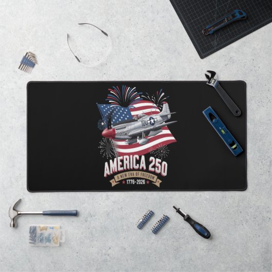 アメリカ建国250周年記念飛行機 デスクマット (ワークステーション)