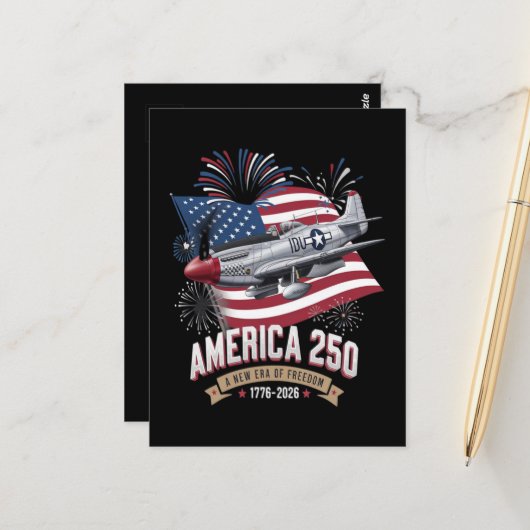 アメリカ建国250周年記念飛行機 ポストカード (正面/裏面インサイチュ)