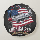 アメリカ建国250周年記念飛行機 ラウンドクッション (裏面)