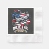 アメリカ建国250周年記念飛行機 縁ありカクテルナプキン (正面)