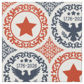 アメリカ建国250周年記念鷲ダマスク柄レッドネイビー ファブリック (クローズアップ)