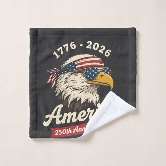 アメリカ建国250周年記念 アメリカ合衆国 ハクトウワシ 鳥 1776 2026 ウォッシュタオル (ウォッシュタオル)