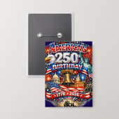 アメリカ建国250周年記念 アメリカ国旗 ユニセックス 缶バッジ (正面/裏面)