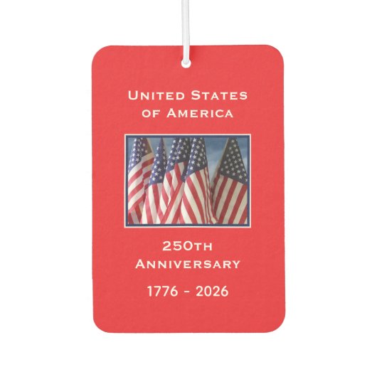 アメリカ建国250周年記念 アメリカ国旗 赤 カー用品 カーエアーフレッシュナー (正面)