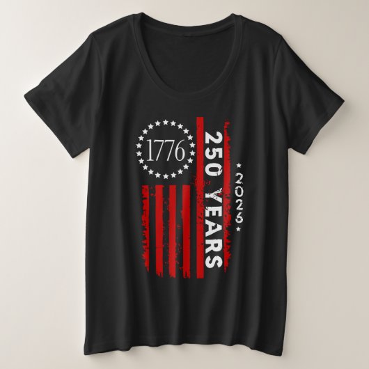 アメリカ建国250周年記念 ウーマンズ プラスサイズTシャツ (デザイン正面)