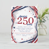 アメリカ建国250周年記念 エレガントな水彩画アメリカ国旗 招待状 (スタンド正面)
