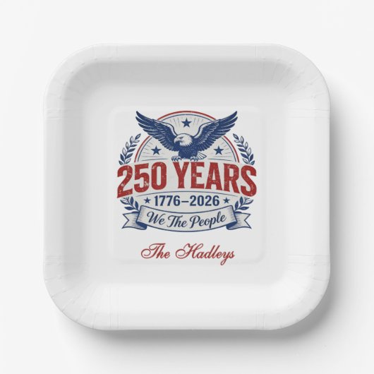 アメリカ建国250周年記念 名前 ペーパープレート (正面)