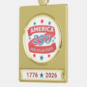 アメリカ建国250周年記念 州を追加 1776 2026 ゴールドプレートバナーオーナメント (左)