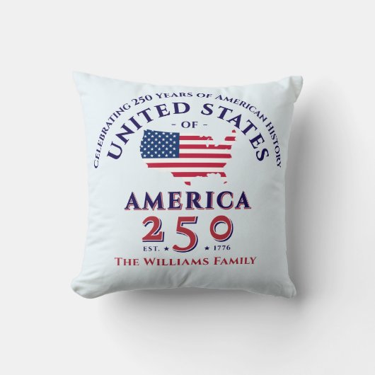 アメリカ建国250周年記念 愛国心あふれる家族写真ギフト クッション (正面)