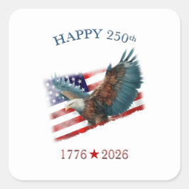 アメリカ建国250周年記念 愛国心あふれる7月4日 スクエアシール