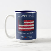 アメリカ建国250周年記念 愛国心あふれる7月4日 ツートーンマグカップ (左)