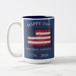 アメリカ建国250周年記念 愛国心あふれる7月4日 ツートーンマグカップ