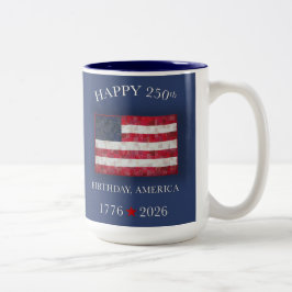 アメリカ建国250周年記念 愛国心あふれる7月4日 ツートーンマグカップ