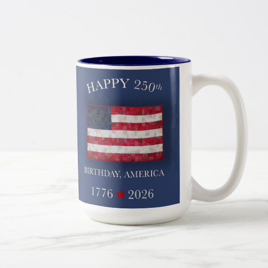 アメリカ建国250周年記念 愛国心あふれる7月4日 ツートーンマグカップ (右)