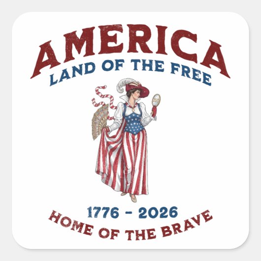 アメリカ建国250周年記念 1776-2026 スクエアシール (正面)