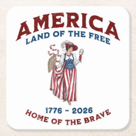 アメリカ建国250周年記念 1776-2026 スクエアペーパーコースター