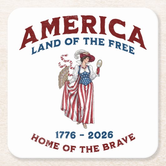 アメリカ建国250周年記念 1776-2026 スクエアペーパーコースター (正面)