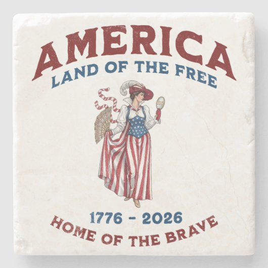 アメリカ建国250周年記念 1776-2026 ストーンコースター (正面)