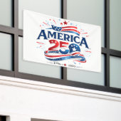 アメリカ建国250周年記念 1776–2026 横断幕 (ビルの外側)