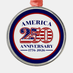 アメリカ建国250周年記念USAパトリオティック 1776–2026 メタルオーナメント