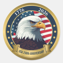 アメリカ建国250周年記念USAパトリオティック | 1776–2026 ラウンドシール