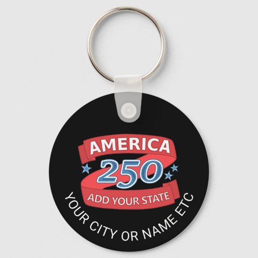 アメリカ建国250周年 お好きな州を追加して愛国的なデザインに キーホルダー (正面)