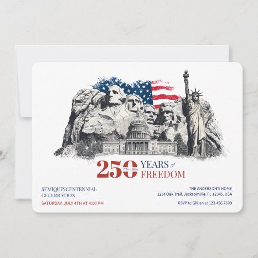 アメリカ建国250周年 アメリカの自由の250年 招待状 (正面)
