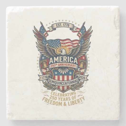 アメリカ建国250周年 アメリカーナ 1776 自由 イーグル USA ストーンコースター (正面)