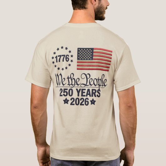 アメリカ建国250周年 アメリカ国旗 愛国 2026 Tシャツ (裏面)