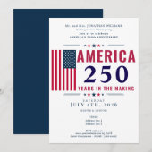 アメリカ建国250周年 アメリカ国旗 4th of July フォーマル 招待状 (正面/裏面)