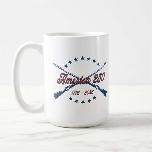 アメリカ建国250周年 クロスライフル 愛国 1776-2026 コーヒーマグカップ (左)