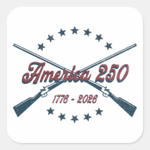 アメリカ建国250周年 クロスライフル 愛国 1776-2026 スクエアシール