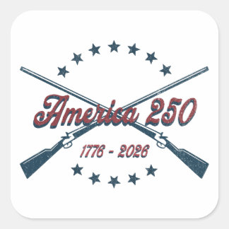 アメリカ建国250周年 クロスライフル 愛国 1776-2026 スクエアシール