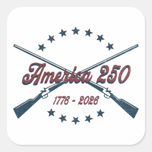 アメリカ建国250周年 クロスライフル 愛国 1776-2026 スクエアシール (正面)