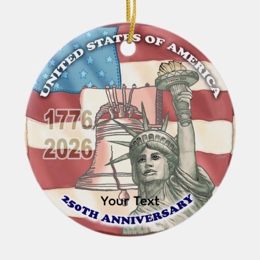 アメリカ建国250周年 セラミックオーナメント (正面)