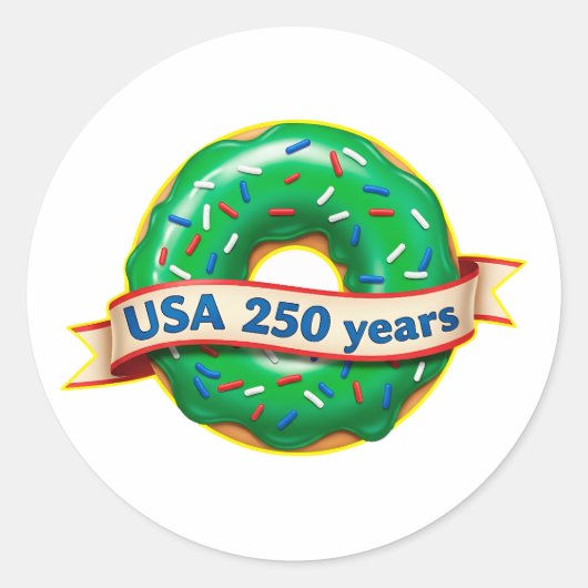 アメリカ建国250周年 ドーナツ ラウンドシール (正面)