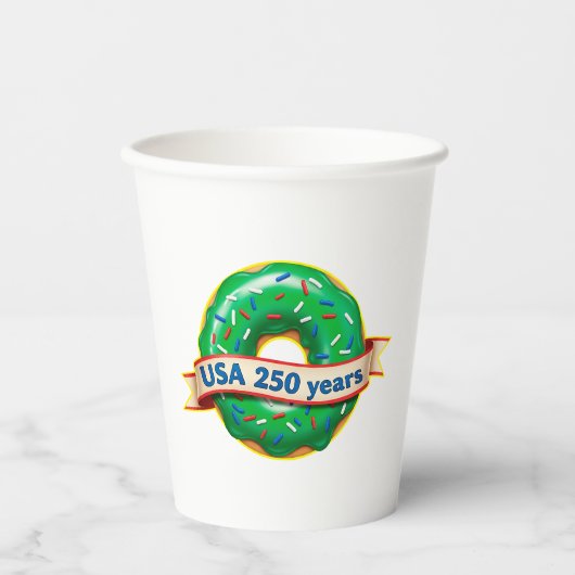 アメリカ建国250周年 ドーナツ 紙コップ (正面)