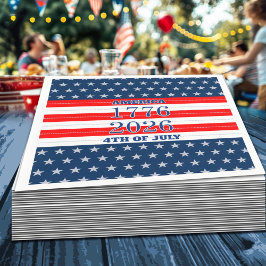 アメリカ建国250周年 ネイビー スターズ & ストライプス 1776 2026 スタンダードカクテルナプキン