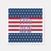 アメリカ建国250周年 ネイビー スターズ & ストライプス 1776 2026 スタンダードカクテルナプキン (正面)