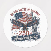 アメリカ建国250周年 ハクトウワシ 自由の女神 ラベル (デザイン2)