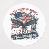 アメリカ建国250周年 ハクトウワシ 自由の女神 ラベル (デザイン1)