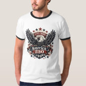 アメリカ建国250周年 ハクトウワシ 1776-2026 愛国 Tシャツ (正面)