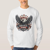 アメリカ建国250周年 ハクトウワシ 1776-2026 愛国 Tシャツ (正面)