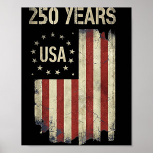 アメリカ建国250周年 ヴィンテージ アメリカ国旗 ポスター