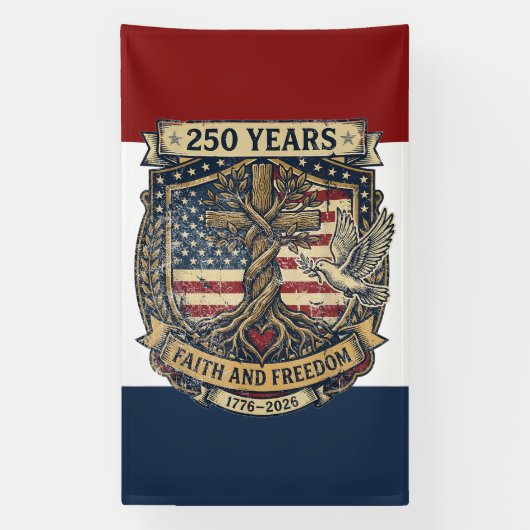 アメリカ建国250周年 信仰と自由 横断幕 (縦)