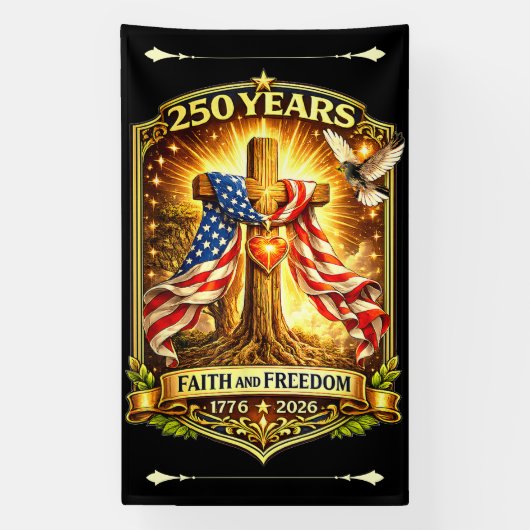 アメリカ建国250周年 信仰と自由 横断幕 (縦)
