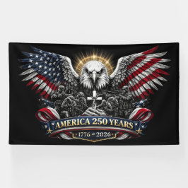 アメリカ建国250周年 愛国的な鷲と軍への賛辞 横断幕