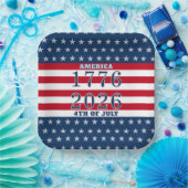 アメリカ建国250周年 星条旗 アメリカ 1776 2026 ペーパープレート (パーティー)