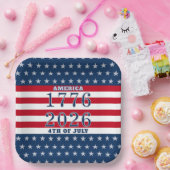 アメリカ建国250周年 星条旗 アメリカ 1776 2026 ペーパープレート (パーティー)