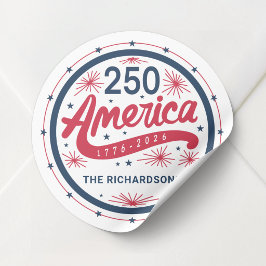 アメリカ建国250周年 赤 白 青 ラウンドシール